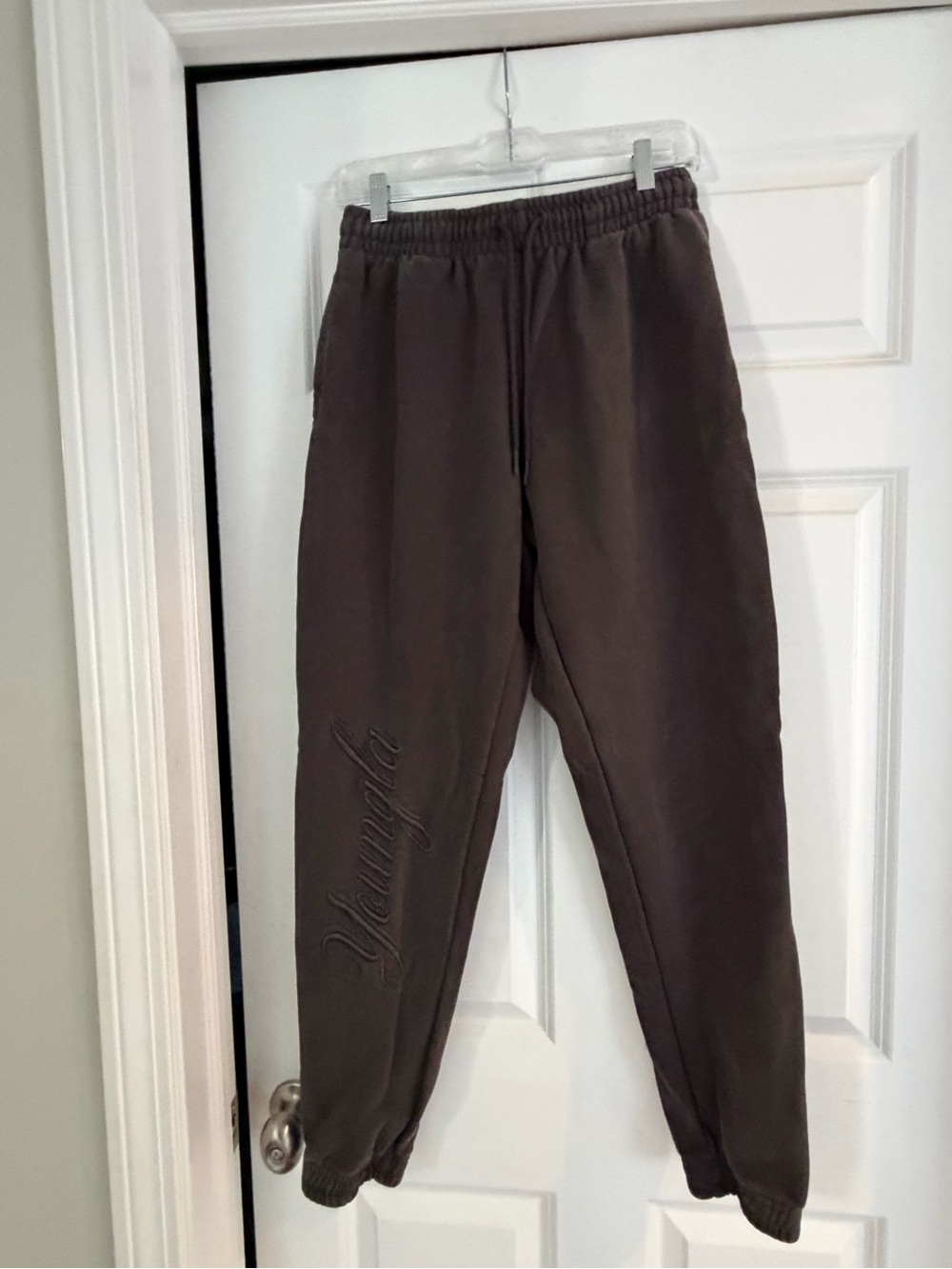 YoungLA washed black Embroidered Men’s Jogger Sweatpants
